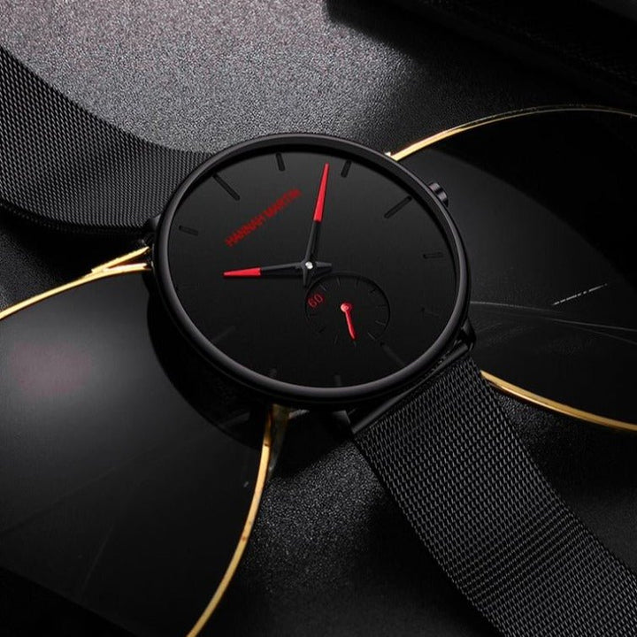 Reloj Analogico Negro Dial Rojo elegante para hombre en Perú