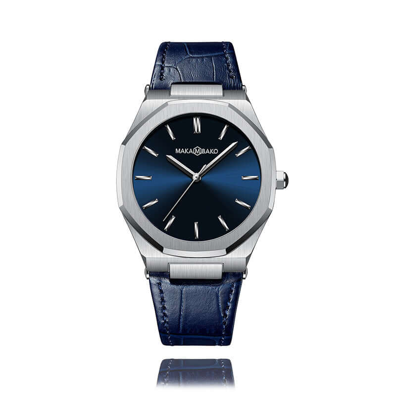Reloj MakaMbako Titanium Plata Cuero - JHERR JEWELRY
