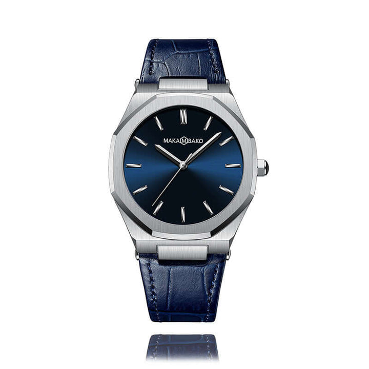Reloj MakaMbako Titanium Plata Cuero - JHERR JEWELRY