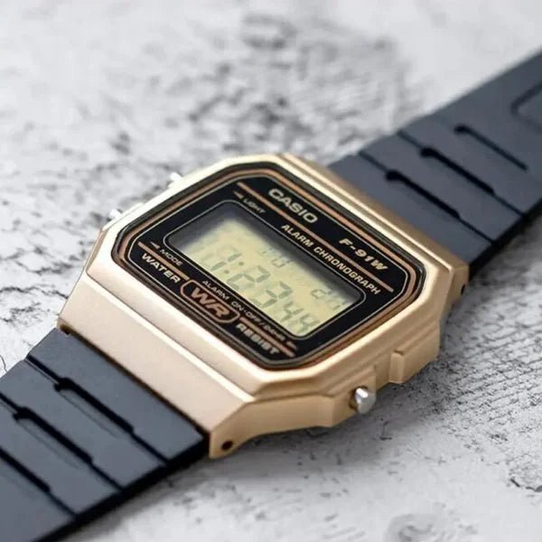 Reloj Casio F - 91W - 9A Digital Gold Black - Clásico Original con Garantía elegante en Perú