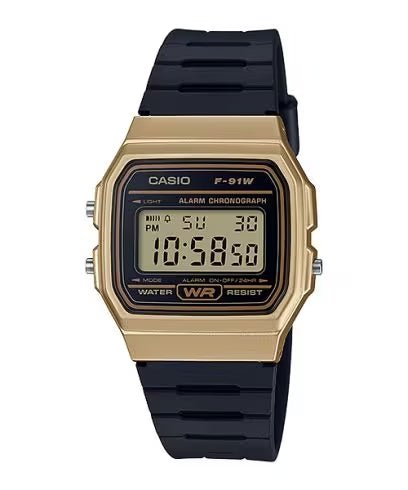 Reloj Casio F - 91W - 9A Digital Gold Black - Clásico Original con Garantía elegante en Perú