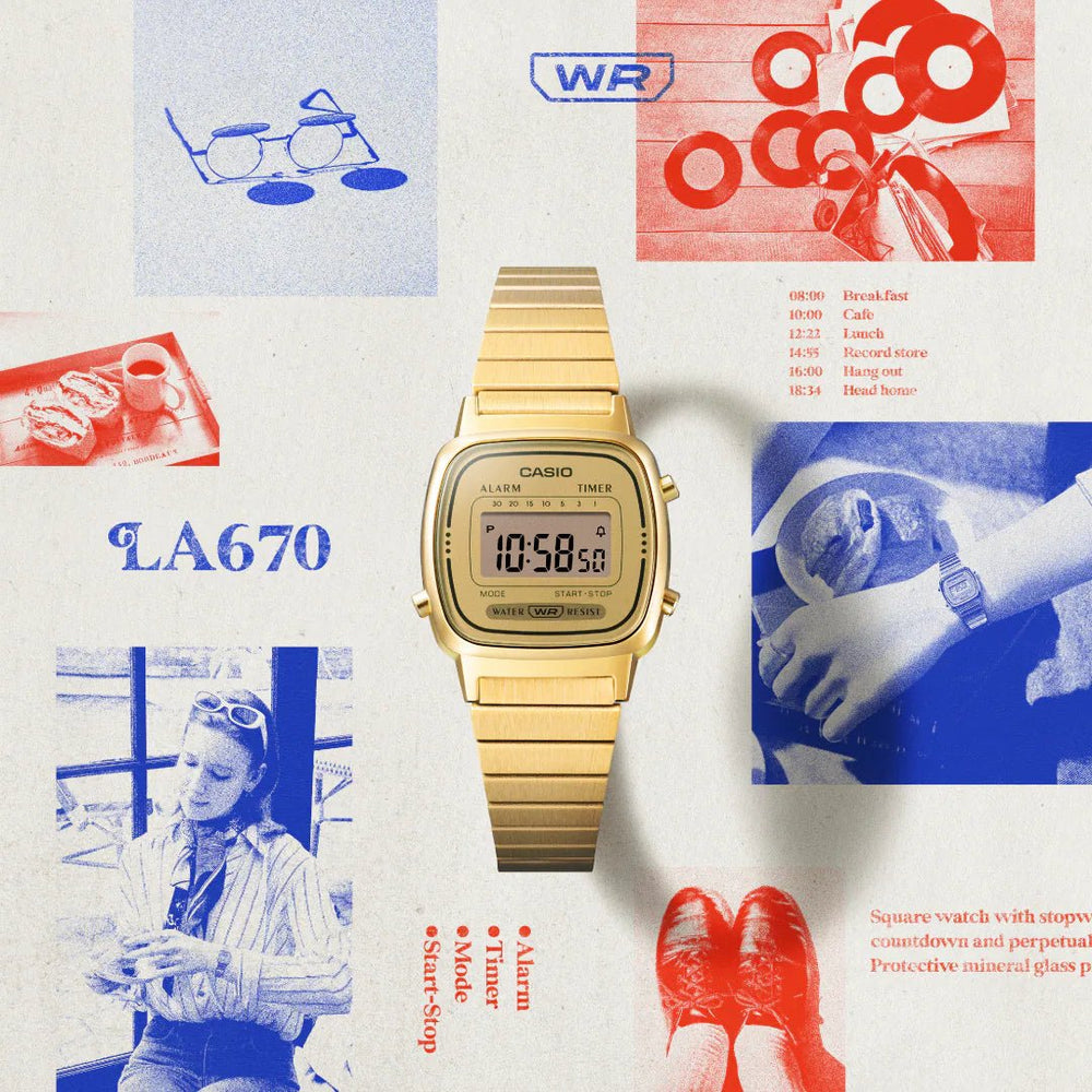 Reloj Casio LA670WGA - 9 Original Vintage Dorado Digital - Icono Retro con Estilo y Funcionalidad elegante en Perú