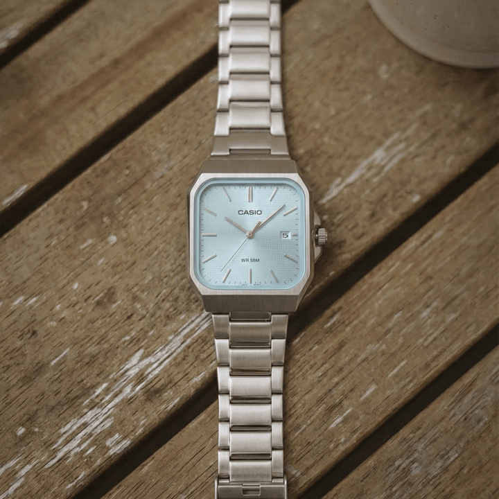 Reloj Casio MTP - B185D - 2A2 Original - Ice Blue en Acero Inoxidable para Hombre elegante en Perú