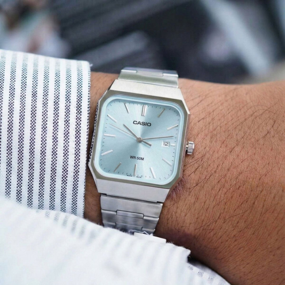 Reloj Casio MTP - B185D - 2A2 Original - Ice Blue en Acero Inoxidable para Hombre elegante en Perú