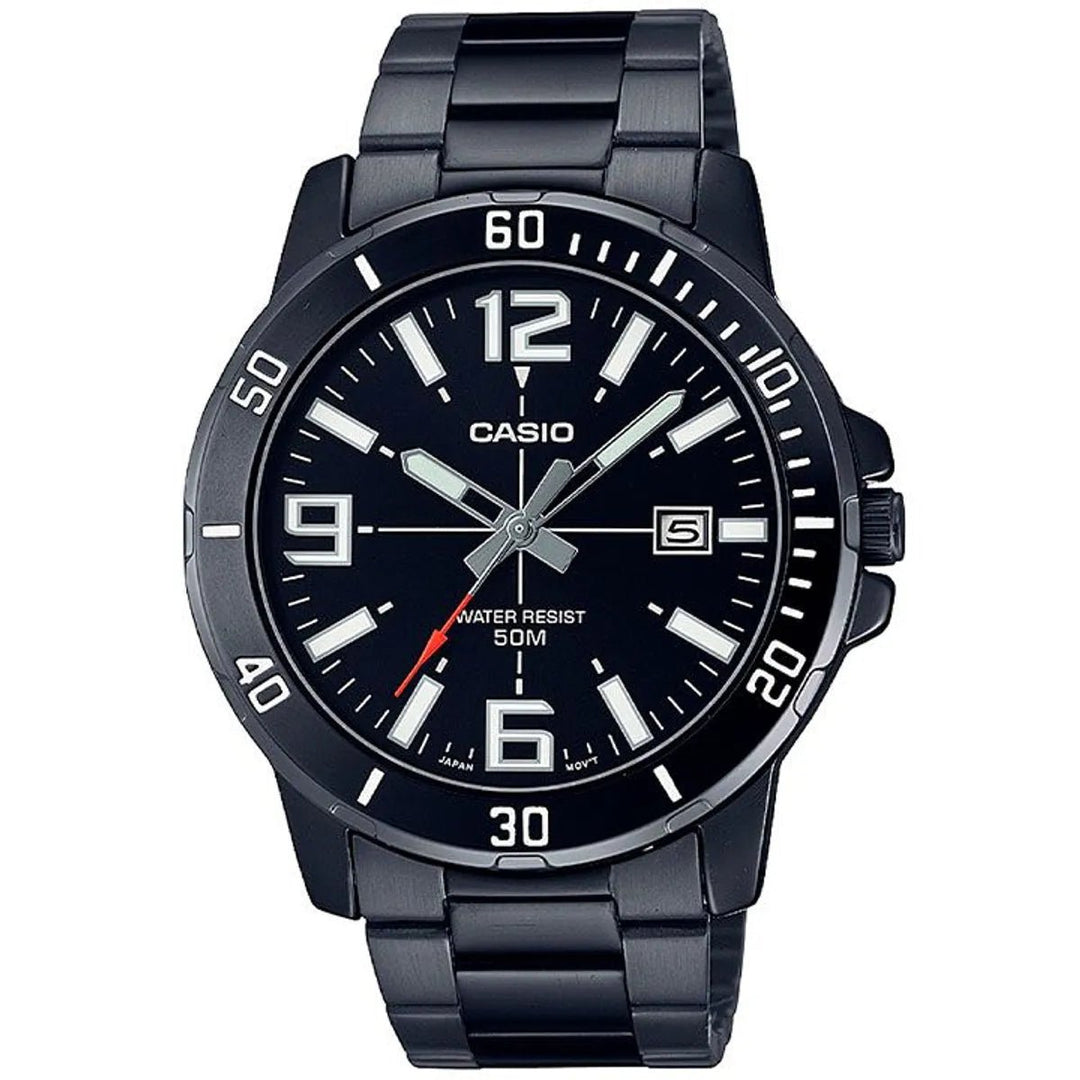 Reloj Casio MTP - VD01B Hombre Negro Acero Inoxidable Water Resist 50M - Diseño Elegante 42mm elegante en Perú
