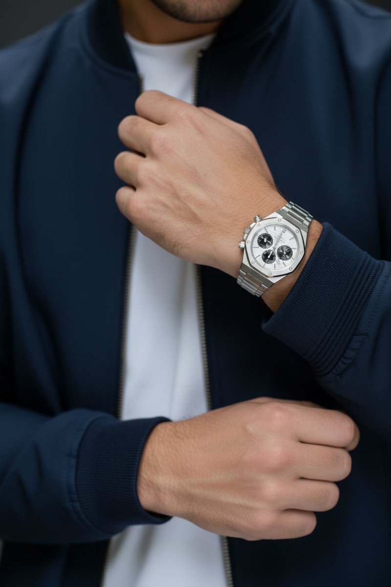 Reloj Cronógrafo Poedagar Octagonal con Esfera Panda y Brazalete de Acero Integrado 40mm elegante en Perú