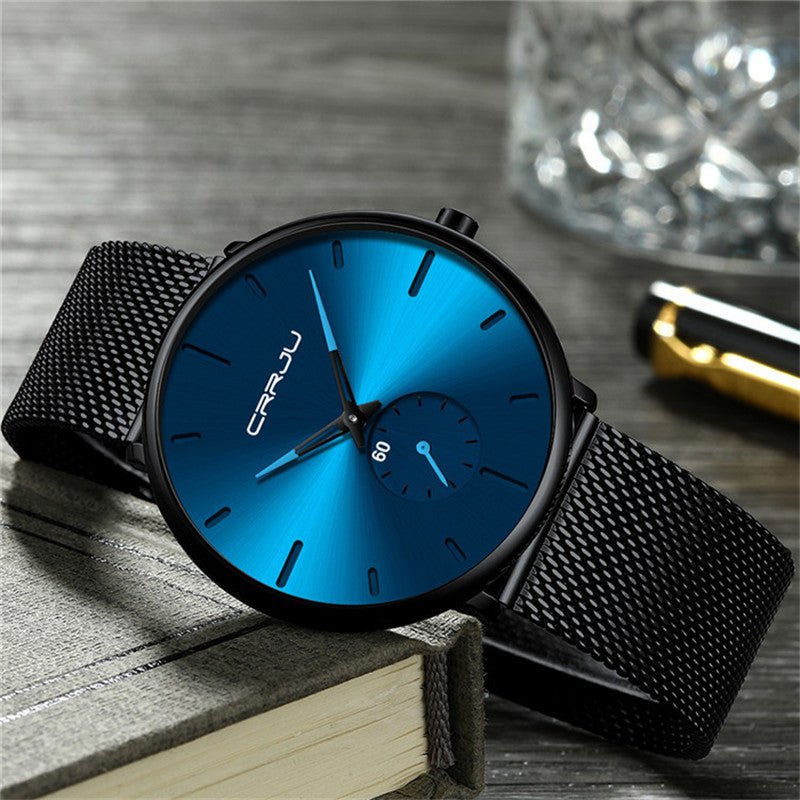 RELOJ CRRJU 2150 CUARZO NEGRO AZUL elegante para hombre en Perú
