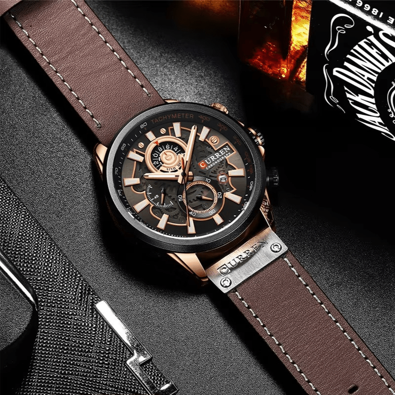 Reloj CURREN 8380 Sandlight de Cuero para Hombre | Elegancia Casual elegante para hombre en Perú