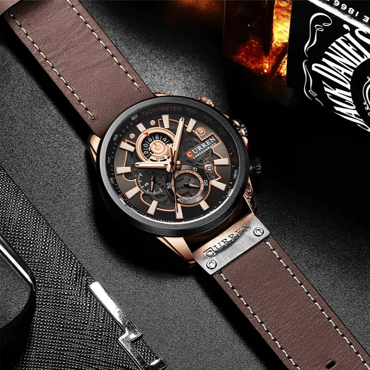 Reloj CURREN 8380 Sandlight de Cuero para Hombre | Elegancia Casual elegante para hombre en Perú