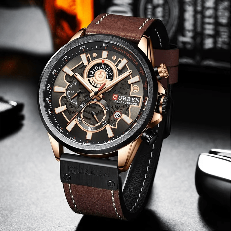 Reloj CURREN 8380 Sandlight de Cuero para Hombre | Elegancia Casual elegante para hombre en Perú