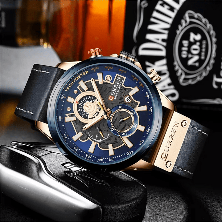 Reloj CURREN 8380 Sandlight de Cuero para Hombre | Elegancia Casual elegante para hombre en Perú