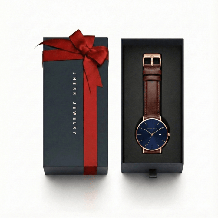 Reloj Hannah Martin Original Oro Rosa Esfera Azul con Mesh Azul y Fecha - Diseño Elegante Premium 40mm elegante para hombre en Perú