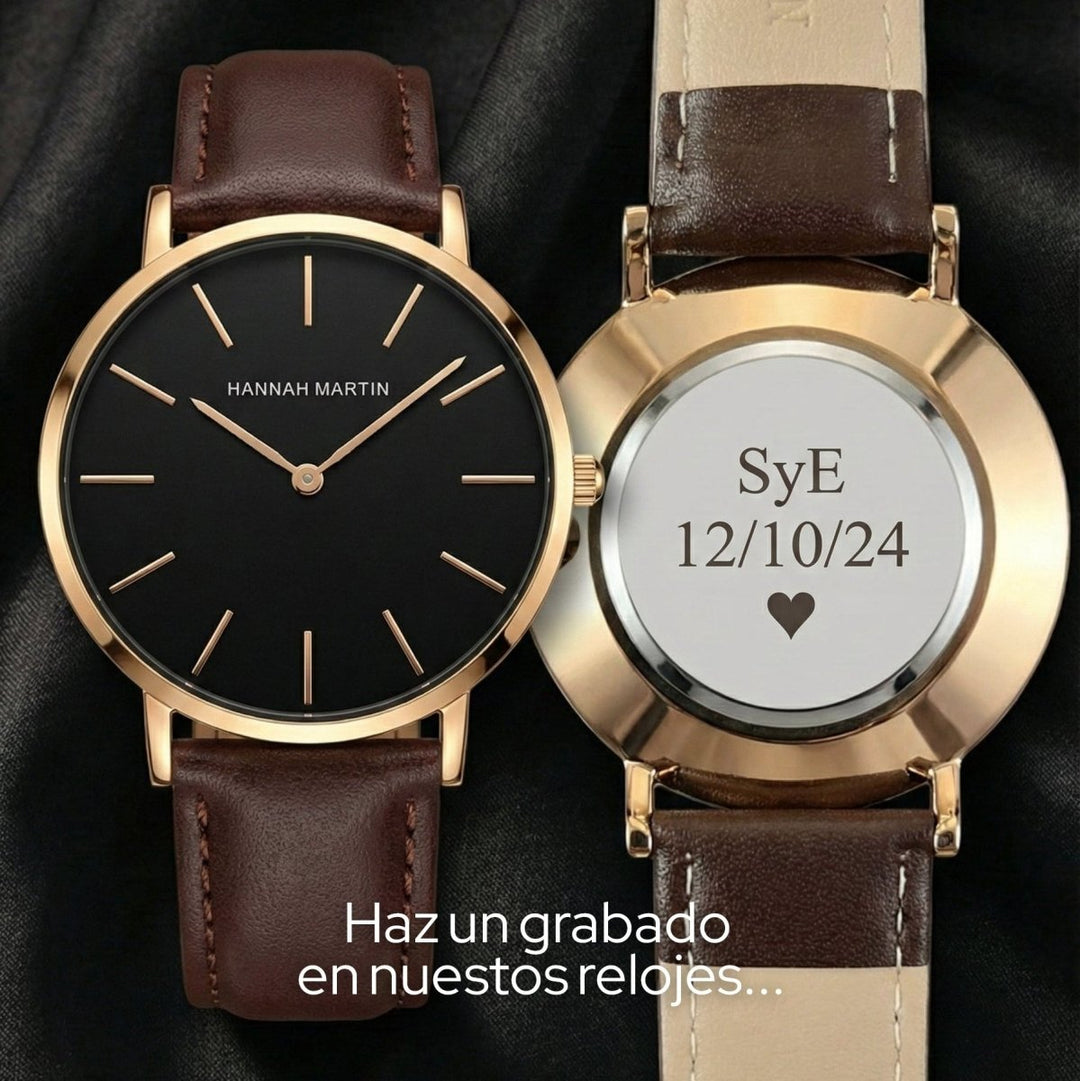 Reloj Hannah Martin Original para Hombre Elegante Cuero Marrón Esfera Negra 40mm elegante para hombre en Perú