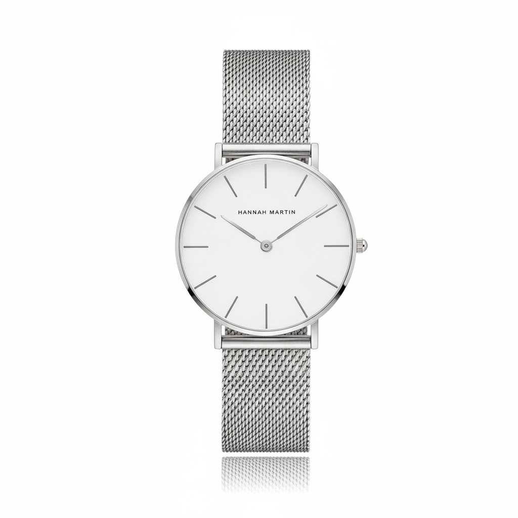 Reloj Hannah Martin Oro Rosa Esfera Blanca con Correa Mesh - Diseño Minimalista 36mm elegante masvendido en Perú