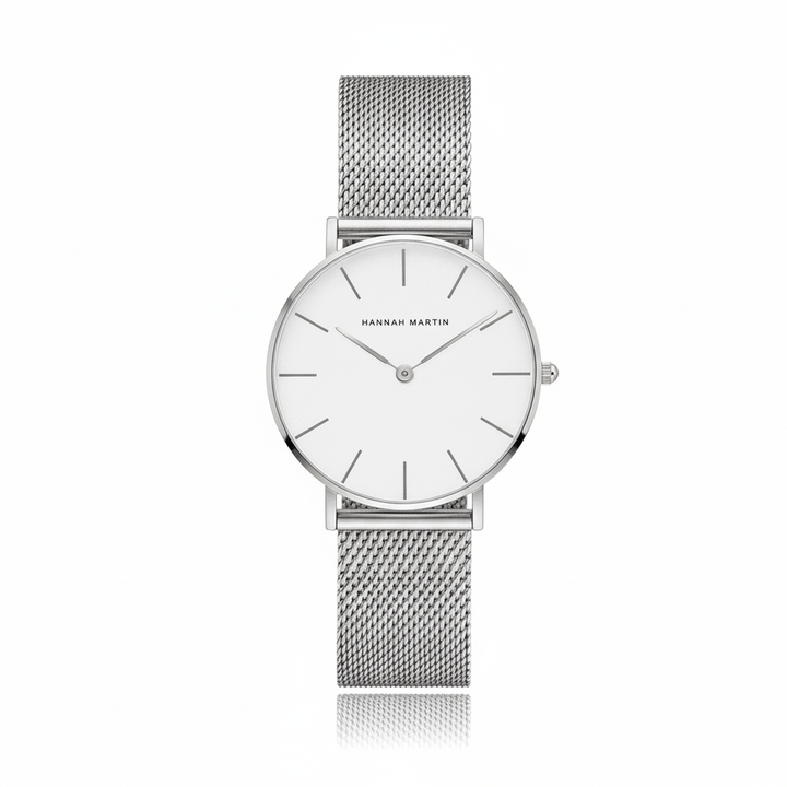 Reloj Hannah Martin Oro Rosa Esfera Blanca con Correa Mesh - Diseño Minimalista 36mm elegante masvendido en Perú