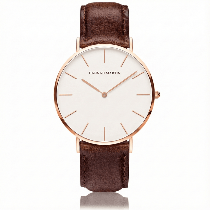 Reloj Hannah Martin para hombre cuero marrón oro rosa - Diseño Elegante 40mm elegante para hombre en Perú