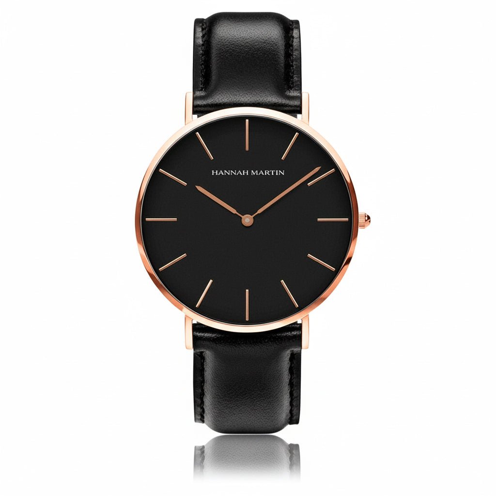 Reloj Hannah Martin para Hombre Elegante Cuero Marrón Esfera Negra elegante para hombre en Perú