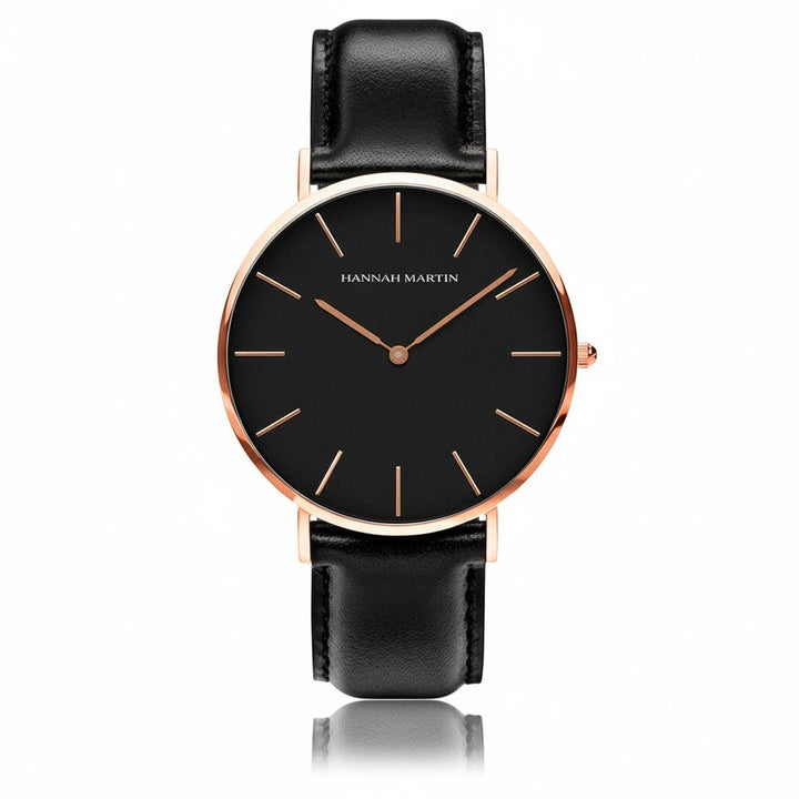 Reloj Hannah Martin para Hombre Elegante Cuero Marrón Esfera Negra elegante para hombre en Perú