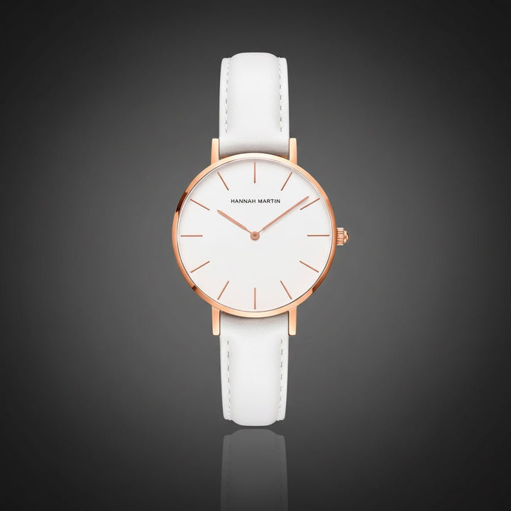 Reloj Hannah Martin para Mujer Cuero Blanco Oro Rosa elegante para mujer en Perú