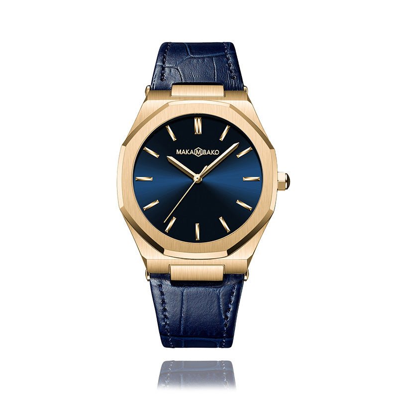 Reloj MakaMbako Titanium Dorado Cuero - Reloj elegante para Relojes para hombre | Jherr Jewelry Perú