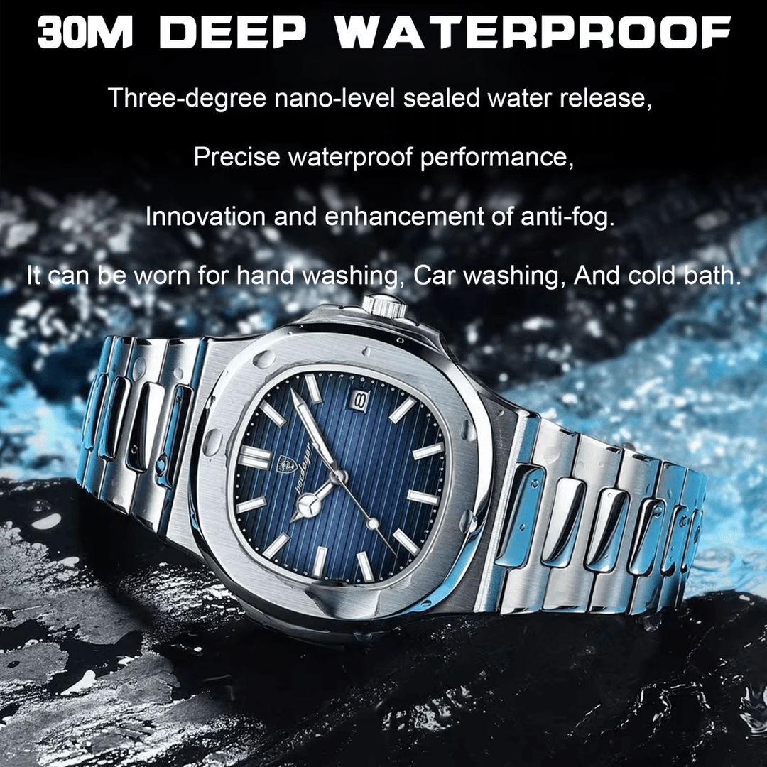 Reloj Poedagar Acero Esfera Azul con Brazalete de Acero - Diseño Luxury 40mm elegante en Perú