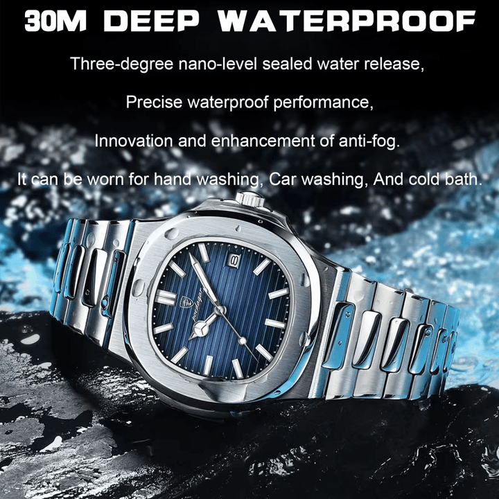 Reloj Poedagar Acero Esfera Azul con Brazalete de Acero - Diseño Luxury 40mm elegante en Perú