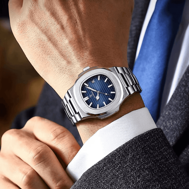 Reloj Poedagar Acero Esfera Azul con Brazalete de Acero - Diseño Luxury 40mm elegante en Perú