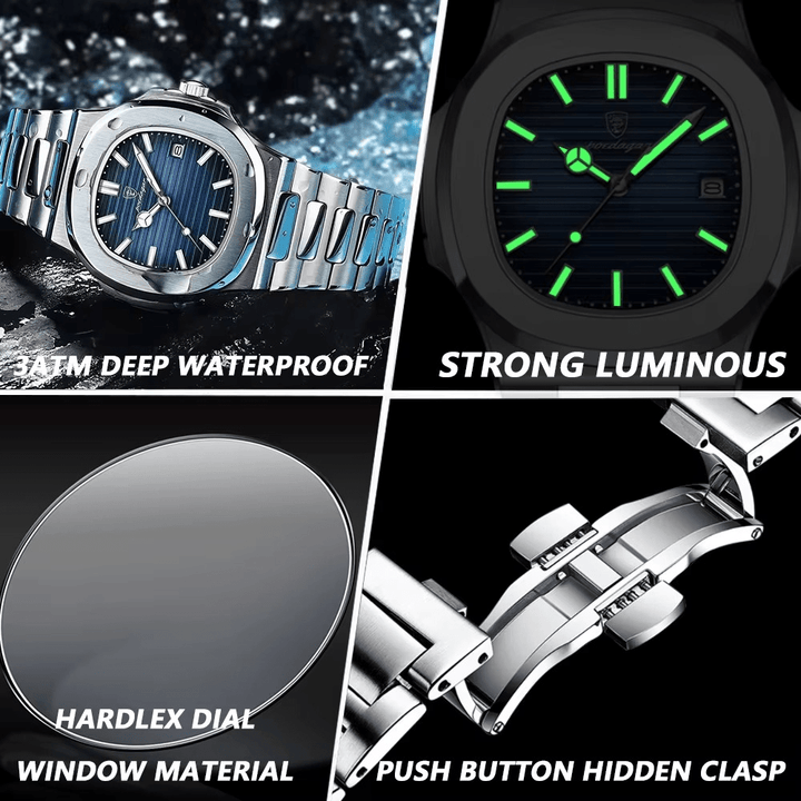 Reloj Poedagar Acero Esfera Azul con Brazalete de Acero - Diseño Luxury 40mm elegante en Perú