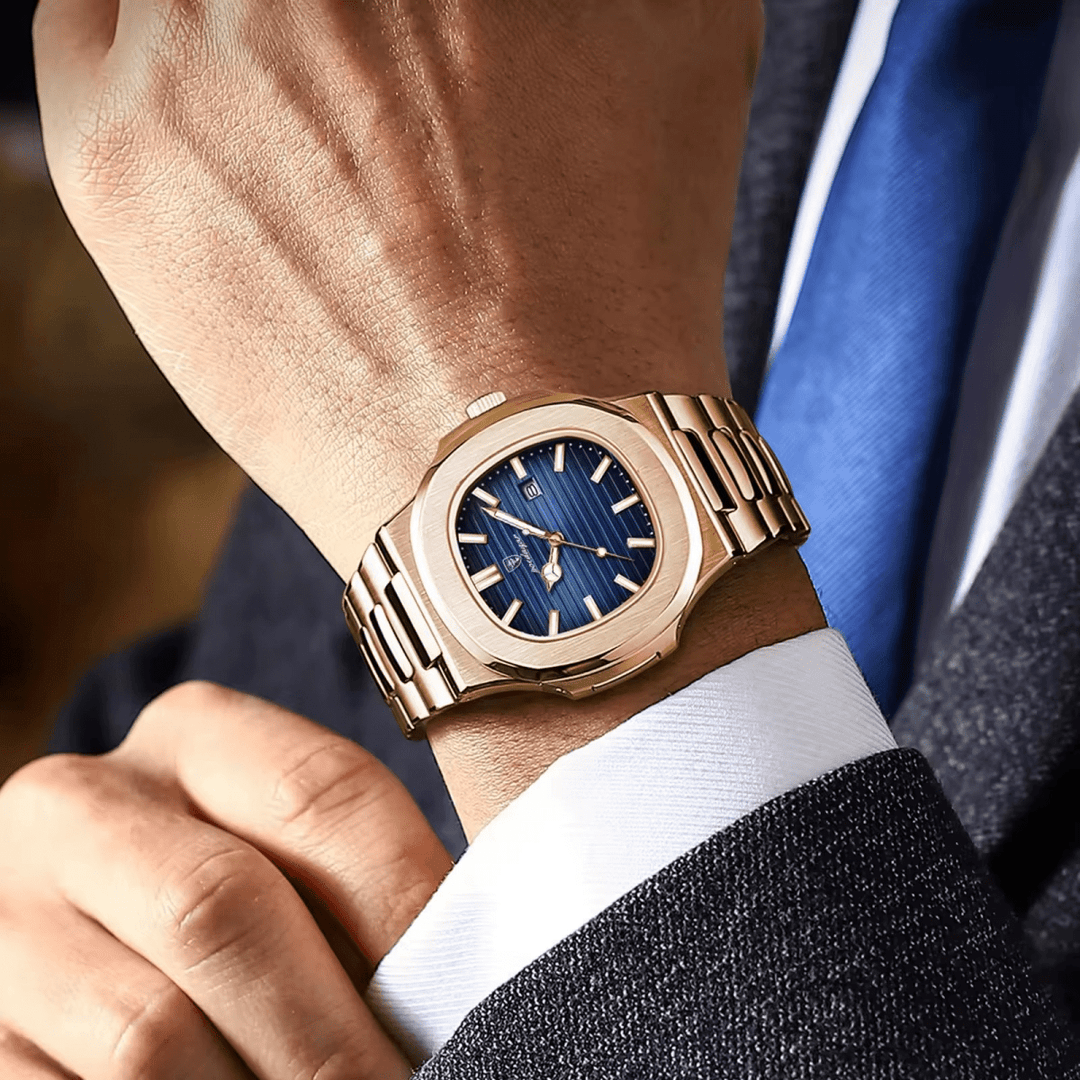 Reloj Poedagar Cara Azul Marine Brazalete de Eslabones - Diseño Luxury 40mm elegante en Perú