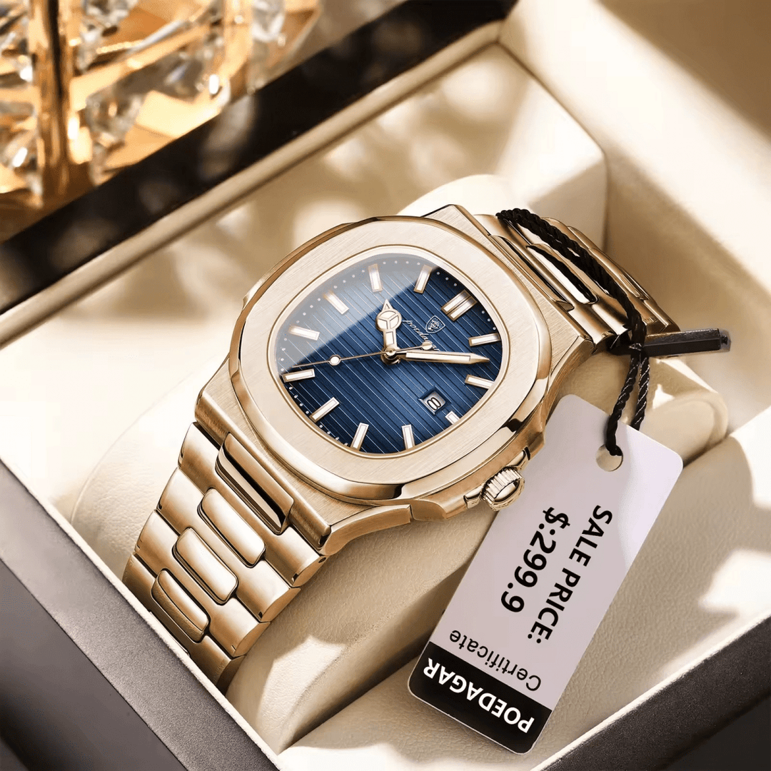 Reloj Poedagar Cara Azul Marine Brazalete de Eslabones - Diseño Luxury 40mm elegante en Perú