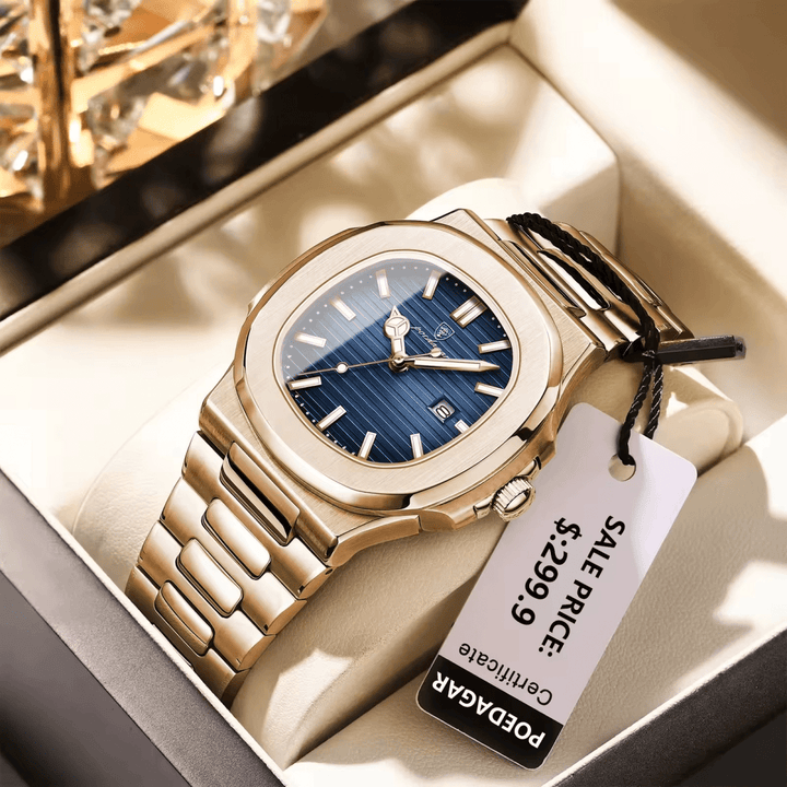 Reloj Poedagar Cara Azul Marine Brazalete de Eslabones - Diseño Luxury 40mm elegante en Perú