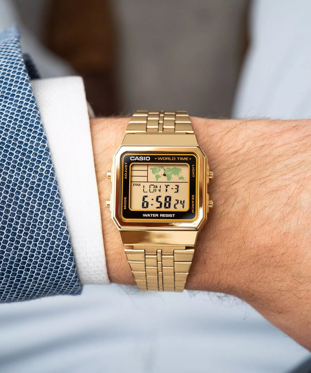 Casio A500WEGA-1EF – Reloj Digital Vintage Dorado con World Time