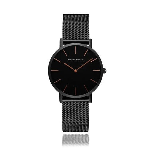 Reloj Hannah Martin Black Mesh - JHERR JEWELRY