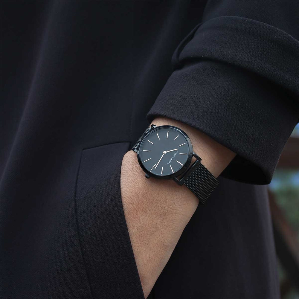 Reloj Hannah Martin Black Mesh - JHERR JEWELRY