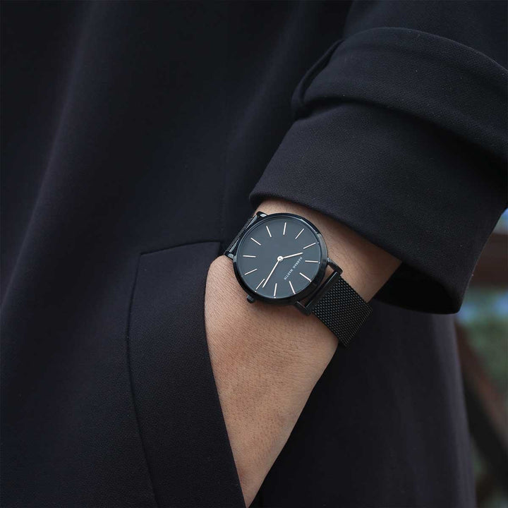 Reloj Hannah Martin Black Mesh - JHERR JEWELRY