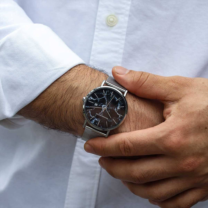 Reloj Hannah Martin Silver Marble - JHERR JEWELRY