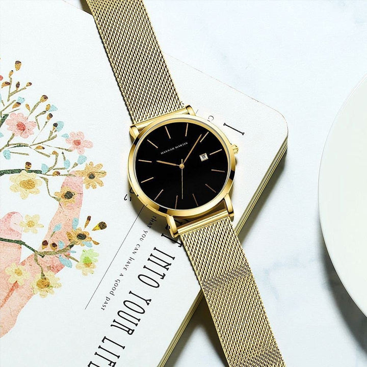 Reloj Hannah Martin Gold Black - JHERR JEWELRY