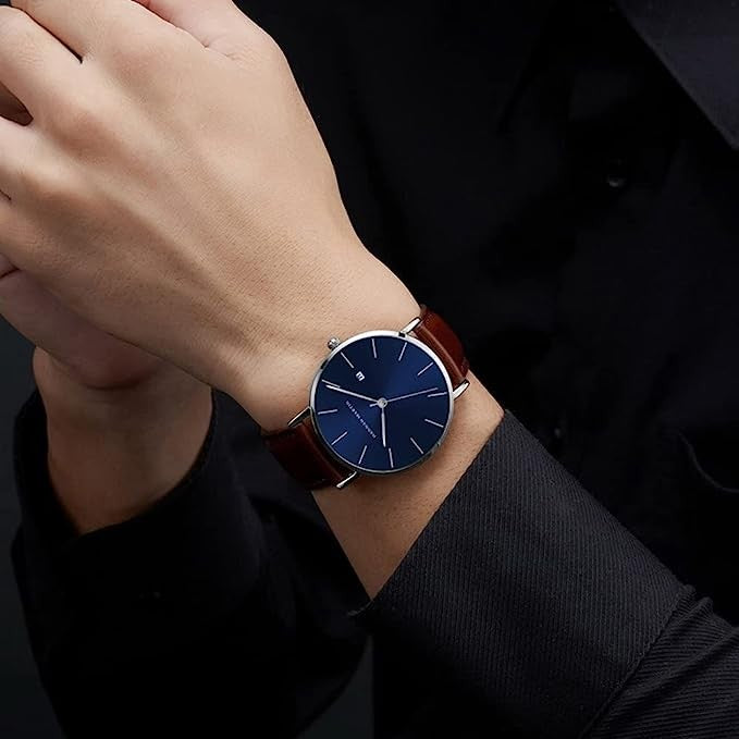 Reloj Hannah Martin Azul Cuero - JHERR JEWELRY