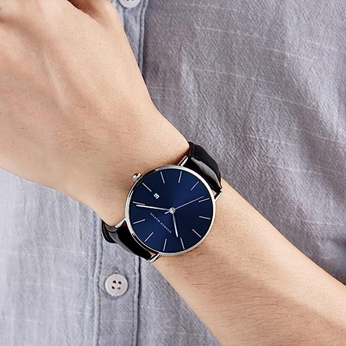 Reloj Hannah Martin Azul Cuero - JHERR JEWELRY