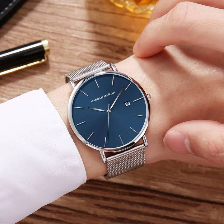 Reloj Hannah Martin Plateado Azul Capri - JHERR JEWELRY