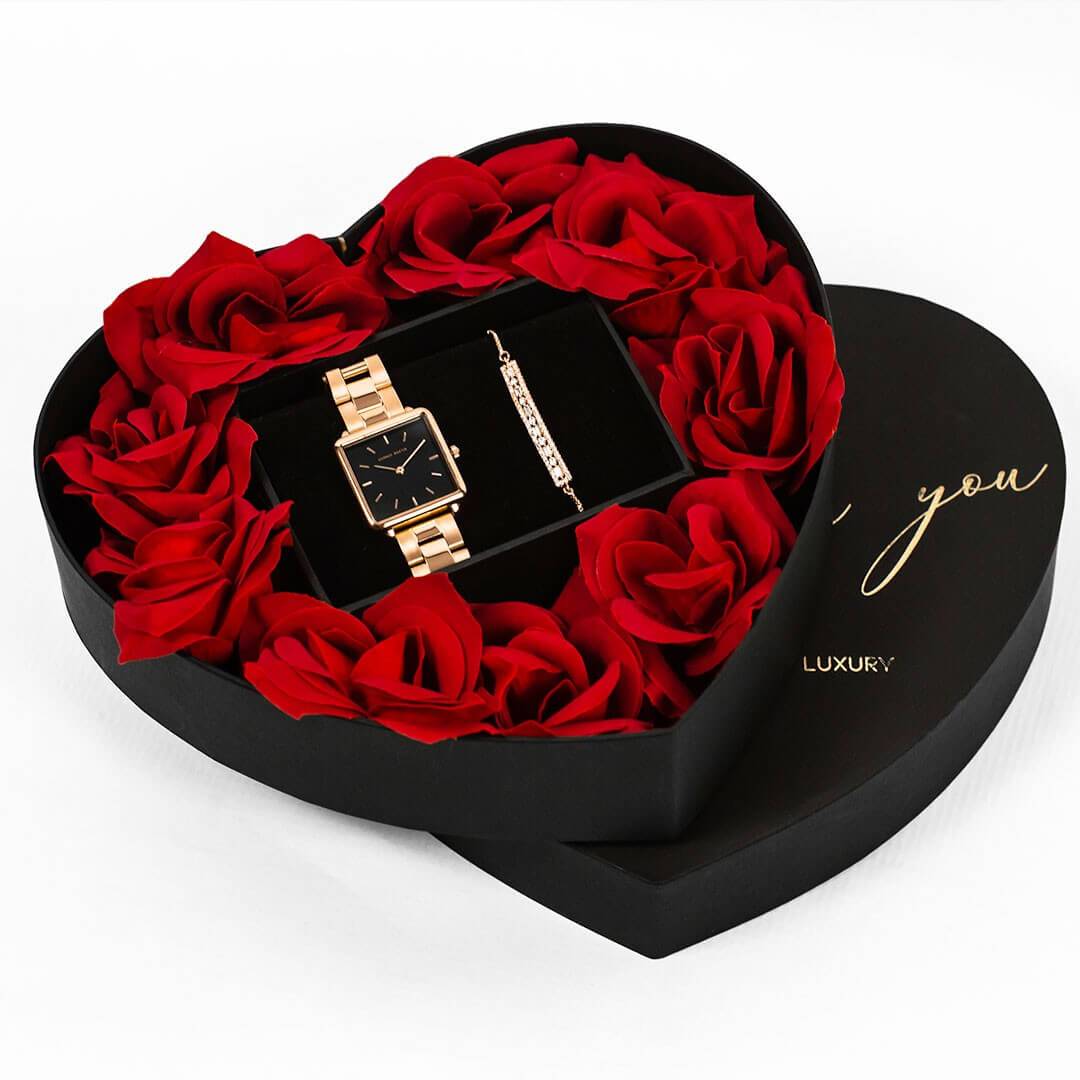 Caja de Rosas Reloj con brazalete