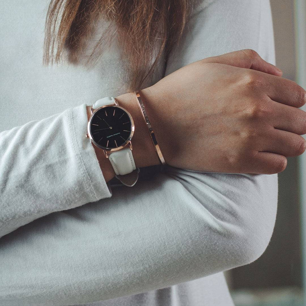 Reloj Hannah Martin Bondi Black + Brazalete - JHERR JEWELRY
