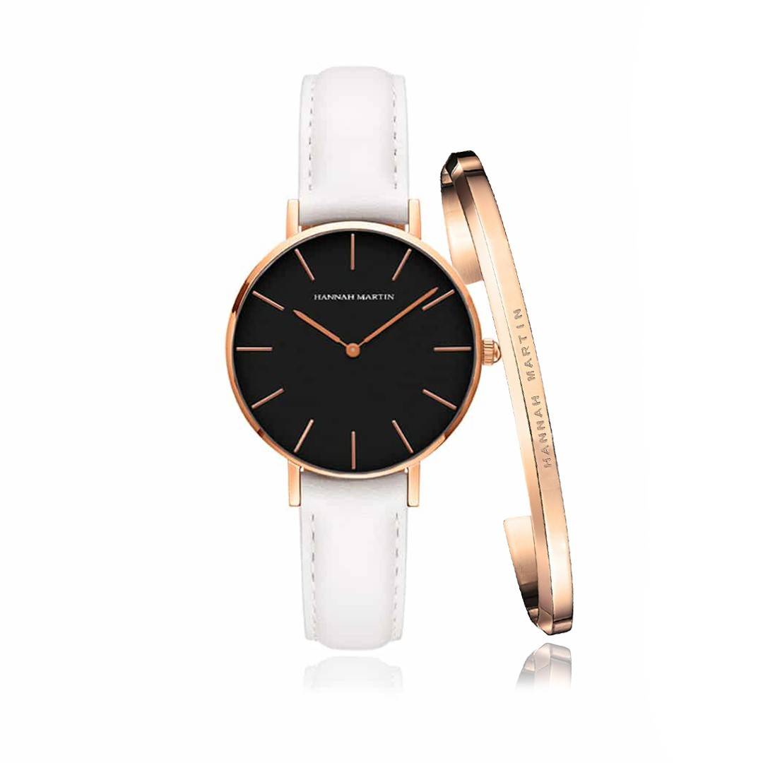 Reloj Hannah Martin Bondi Black + Brazalete - JHERR JEWELRY