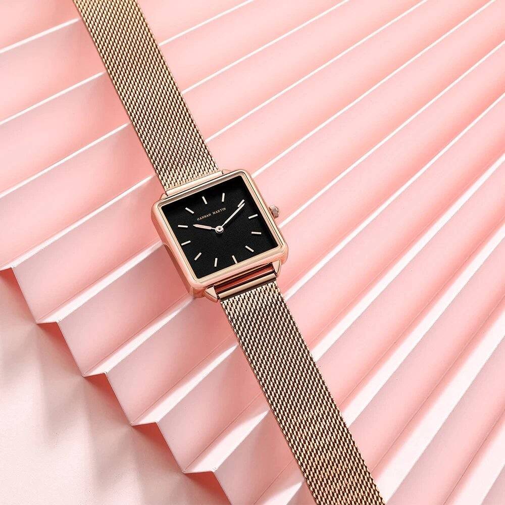 Reloj Hannah Martin Malibu Blackrose Mesh - JHERR JEWELRY