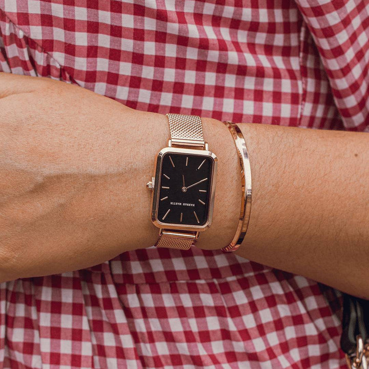 Reloj Hannah Martin Rose Gold Black - JHERR JEWELRY