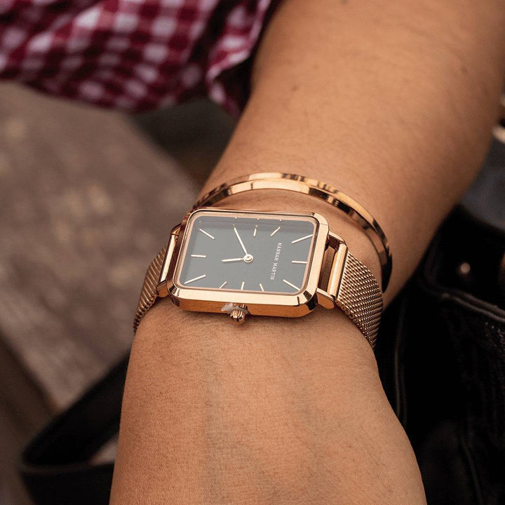 Reloj Hannah Martin Rose Gold Black - JHERR JEWELRY