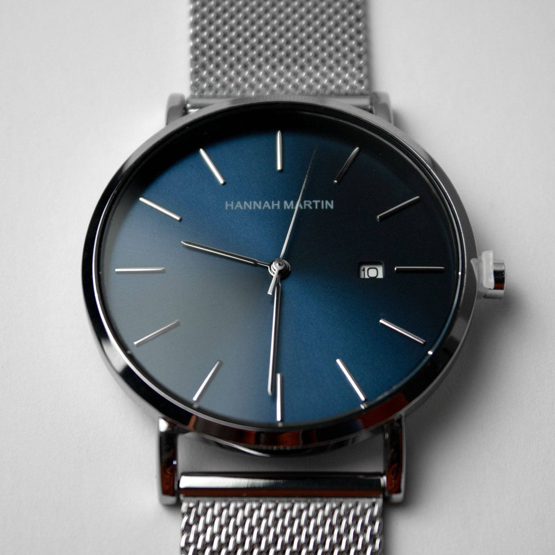 Reloj Hannah Martin Plateado Azul Capri - JHERR JEWELRY