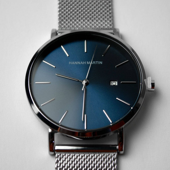 Reloj Hannah Martin Plateado Azul Capri - JHERR JEWELRY