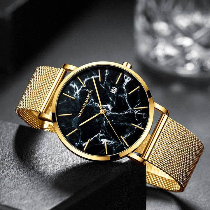 Reloj Hannah Martin Gold Marble - JHERR JEWELRY