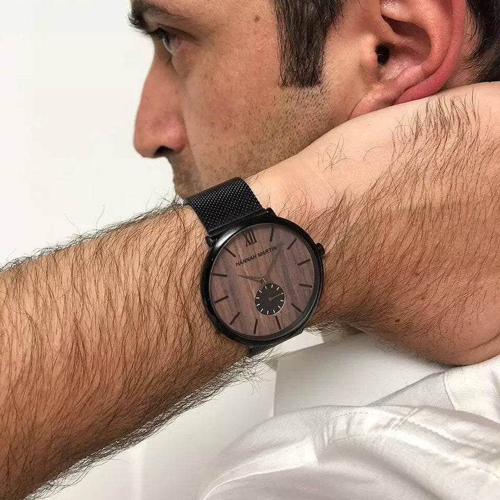 Reloj Hannah Martin Wooden Black - JHERR JEWELRY